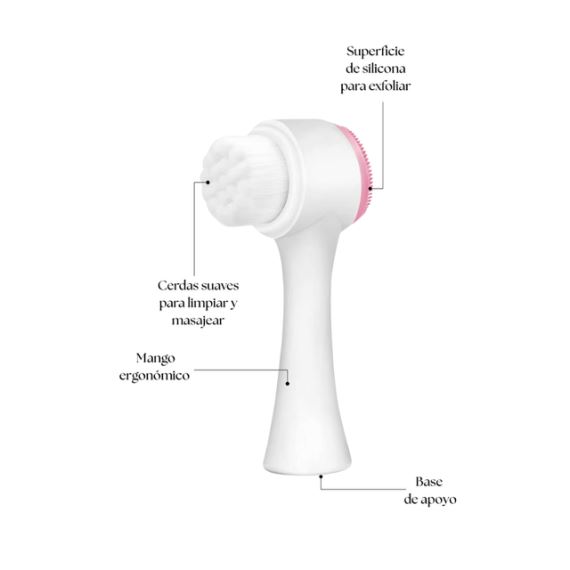 Cepillo De Limpieza Facial 2 En 1 Masajeador Exfoliante Rosa