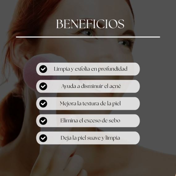 Cepillo De Limpieza Facial 2 En 1 Masajeador Exfoliante Rosa