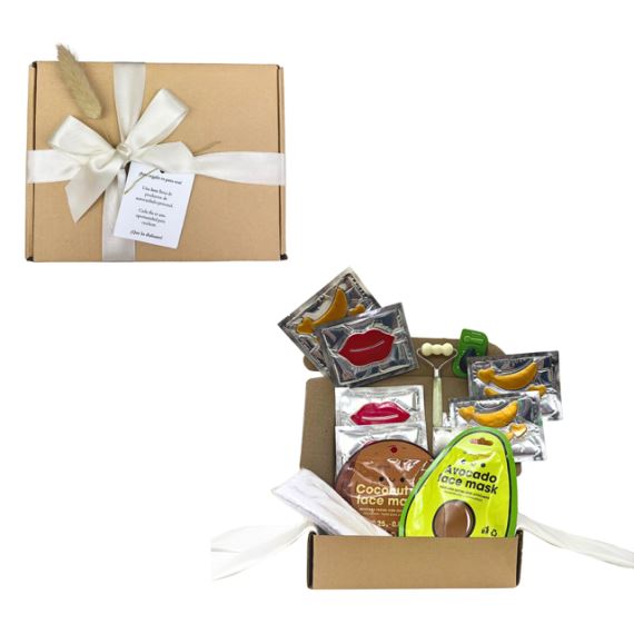 Caja Box Skincare Regalo Mascarillas + Masajeadores Faciales