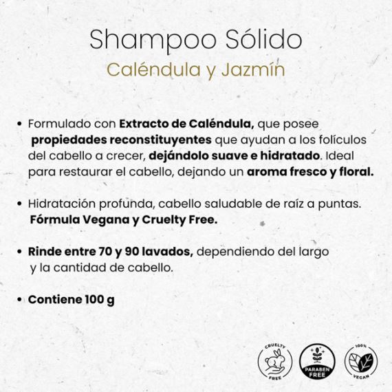 Shampoo Solido Cabello Mixto Caléndula + Jazmín 100g Nyubu