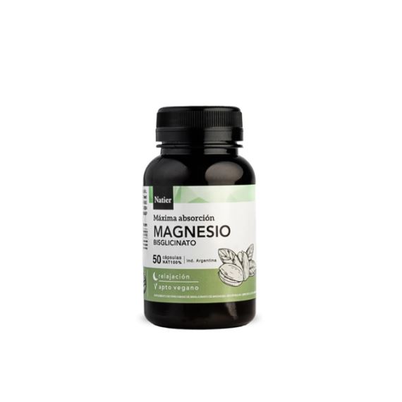 Suplemento Bisglicinato de Magnesio Relajación 50 Cápsulas Natier