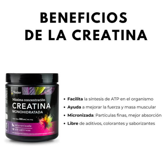 Suplemento Creatina Monohidratada Micronizada En Polvo 300g Natier