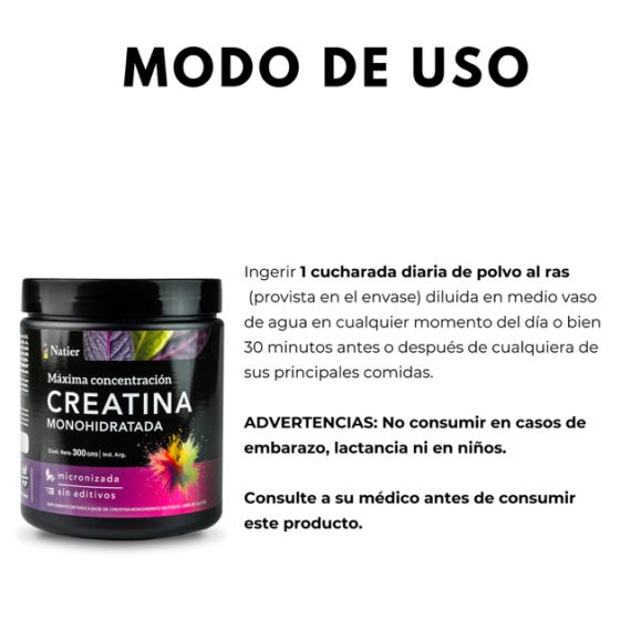 Suplemento Creatina Monohidratada Micronizada En Polvo 300g Natier
