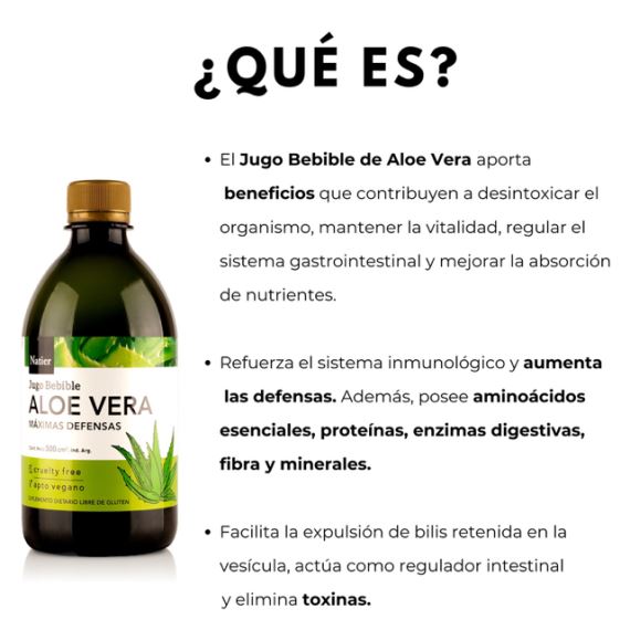 Jugo Bebible Aloe Vera Natural Máximas Defensas 500ml Natier
