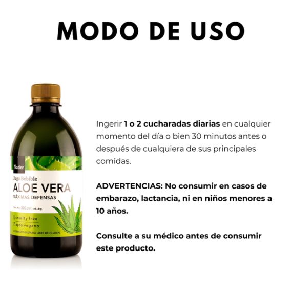 Jugo Bebible Aloe Vera Natural Máximas Defensas 500ml Natier