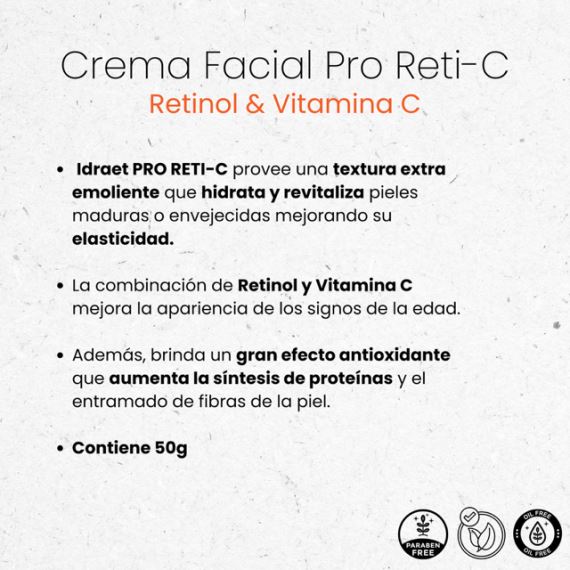 Crema Facial Pro Reti C Retinol & Vitamina C Antiage 50g Idraet