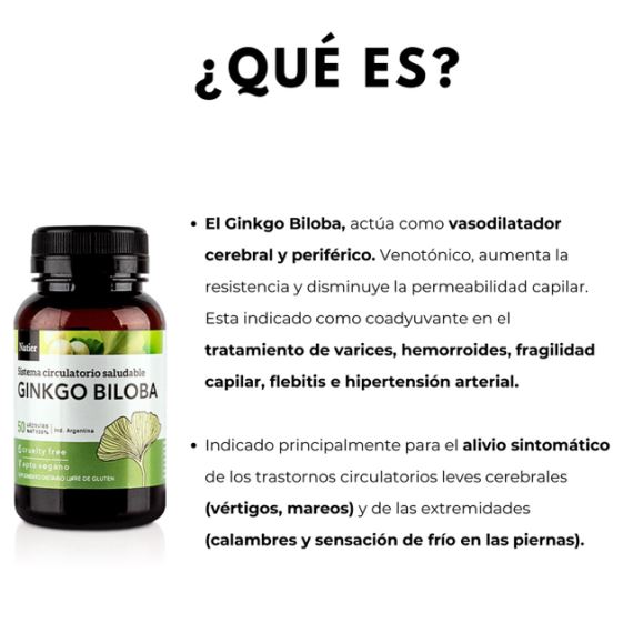 Suplemento Ginkgo Biloba Sistema Circulatorio 50 Cápsulas Natier