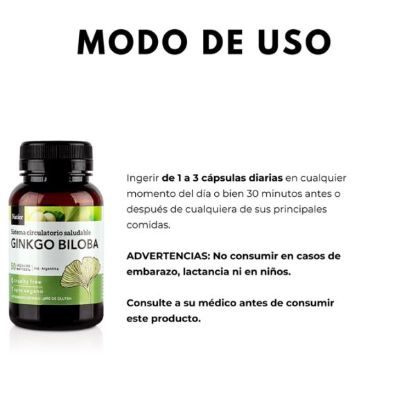 Suplemento Ginkgo Biloba Sistema Circulatorio 50 Cápsulas Natier