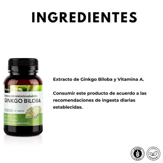 Suplemento Ginkgo Biloba Sistema Circulatorio 50 Cápsulas Natier