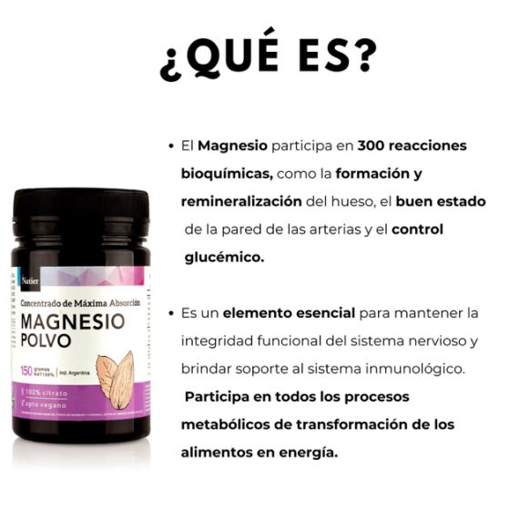 Suplemento Magnesio En Polvo Máxima Absorción 150g Natier