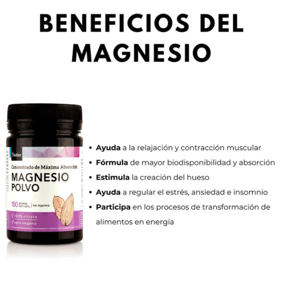 Suplemento Magnesio En Polvo Máxima Absorción 150g Natier