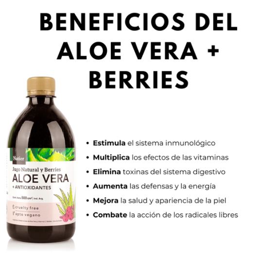 Jugo Bebible Aloe Vera Berries Antioxidante 500ml Natier