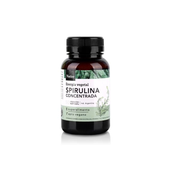Suplemento Spirulina Energía y Proteína Vegetal 50 Cápsulas Natier