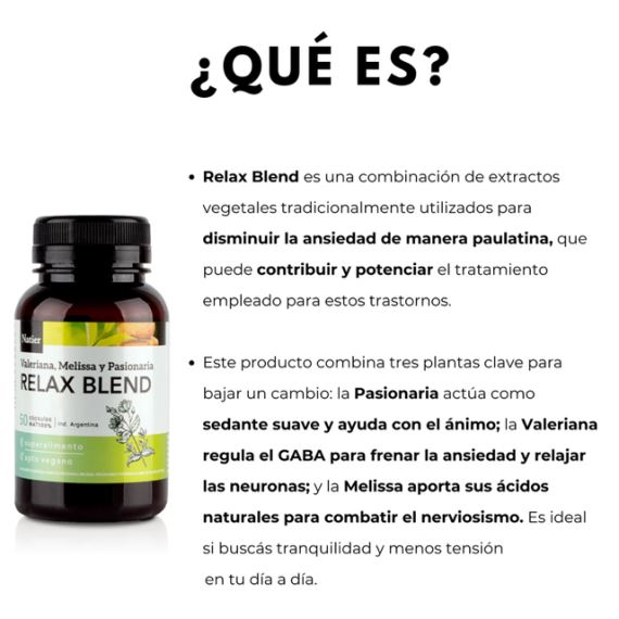 Suplemento Relax Blend Relajante Natural 50 Cápsulas Natier