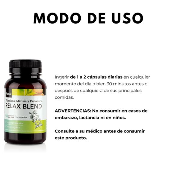 Suplemento Relax Blend Relajante Natural 50 Cápsulas Natier