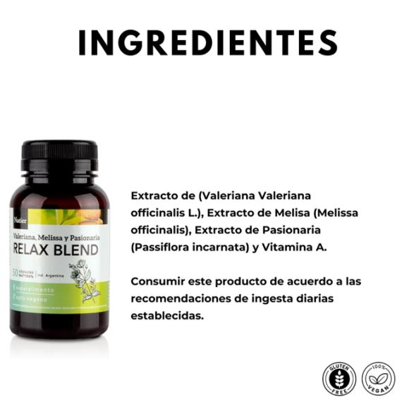 Suplemento Relax Blend Relajante Natural 50 Cápsulas Natier