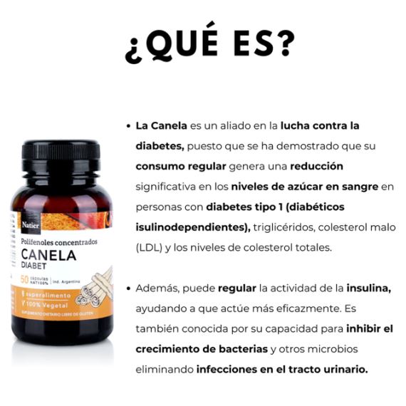 Suplemento Canela Concentrada Diabetes 50 Cápsulas Natier