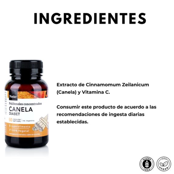 Suplemento Canela Concentrada Diabetes 50 Cápsulas Natier