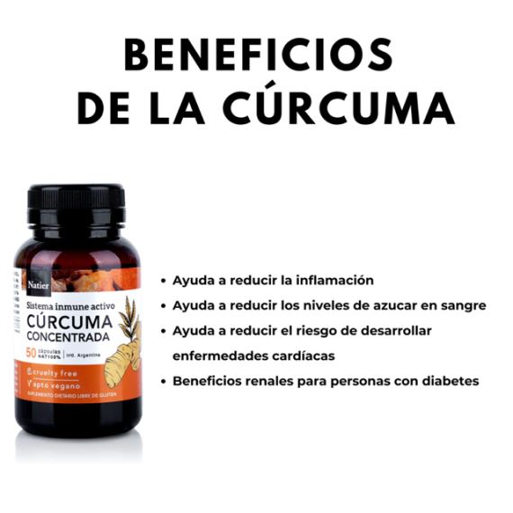 Suplemento Cúrcuma Concentrada Sistema Inmune 50 Cápsulas Natier