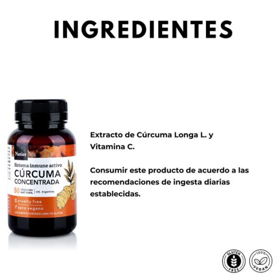 Suplemento Cúrcuma Concentrada Sistema Inmune 50 Cápsulas Natier