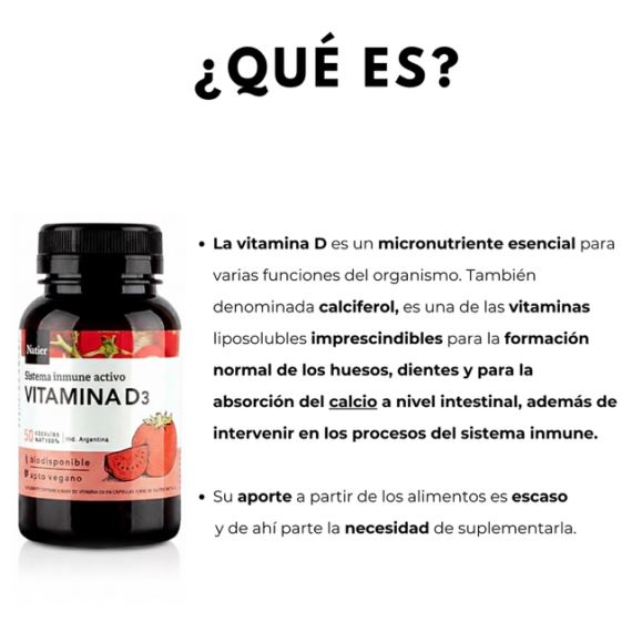 Suplemento Vitamina D3 Sistema Inmune 50 Cápsulas Natier
