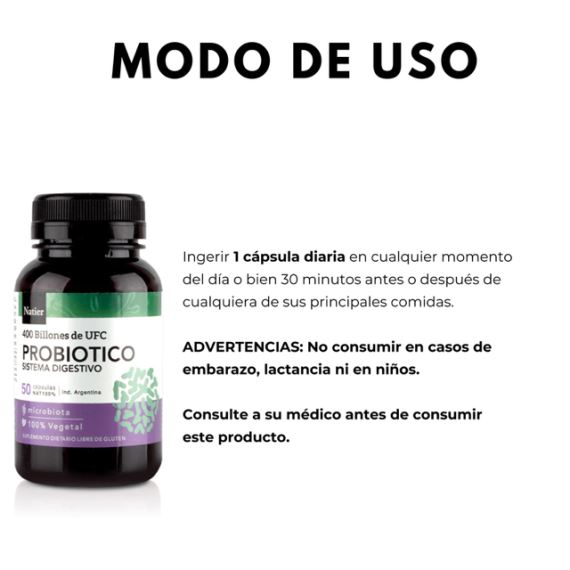 Suplemento Probiótico Sistema Digestivo 50 Cápsulas Natier