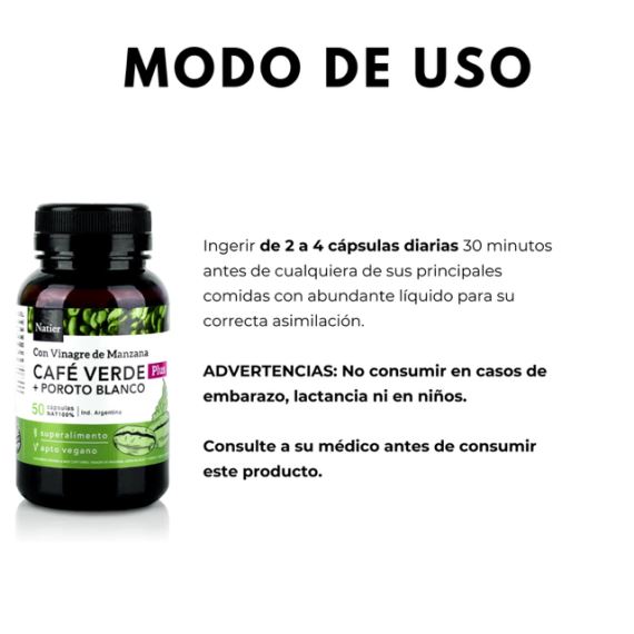 Suplemento Café Verde Plus Adelgazante 50 Cápsulas Natier