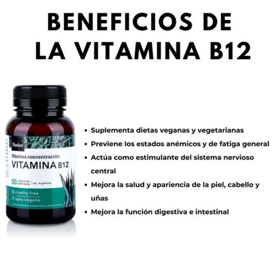 Suplemento Vitamina B12 Máxima Concentración 50 Cápsulas Natier