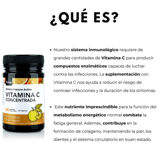 Suplemento Vitamina C Concentrada En Polvo 250g Natier
