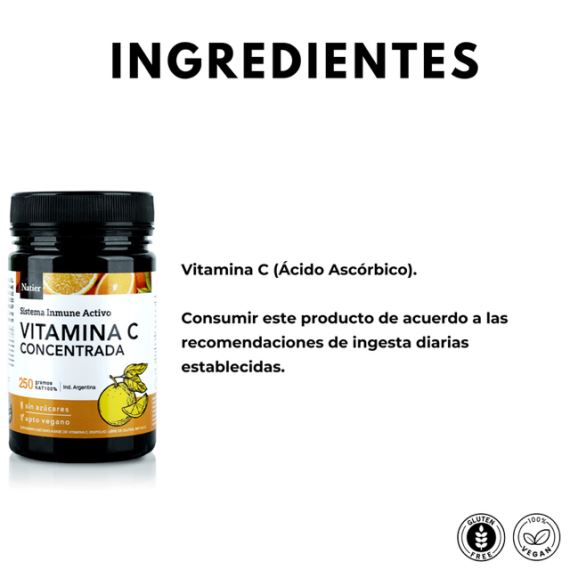 Suplemento Vitamina C Concentrada En Polvo 250g Natier