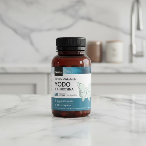 Suplemento Yodo + L - Tirosina Tiroides Saludable 50 Cápsulas Natier