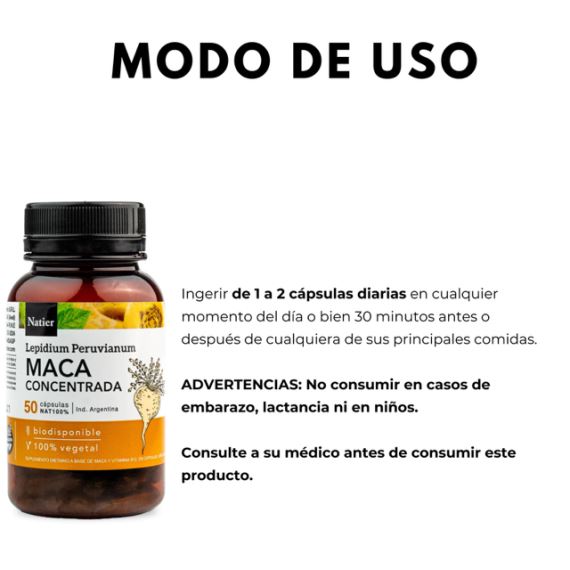 Suplemento Maca Peruana Concentrada Energía y Equilibrio Natier