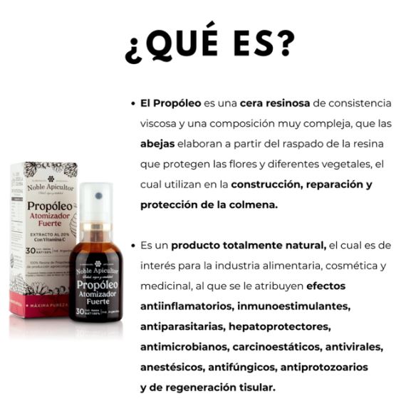 Propóleo Fuerte 20% Atomizador Vitamina C 30ml Noble Apicultor