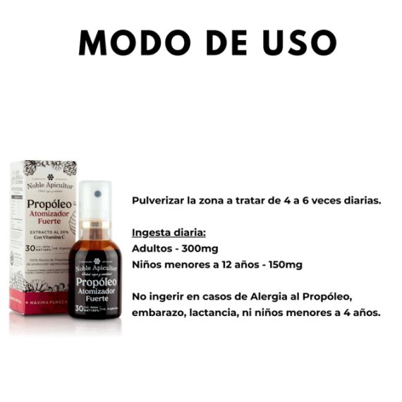Propóleo Fuerte 20% Atomizador Vitamina C 30ml Noble Apicultor