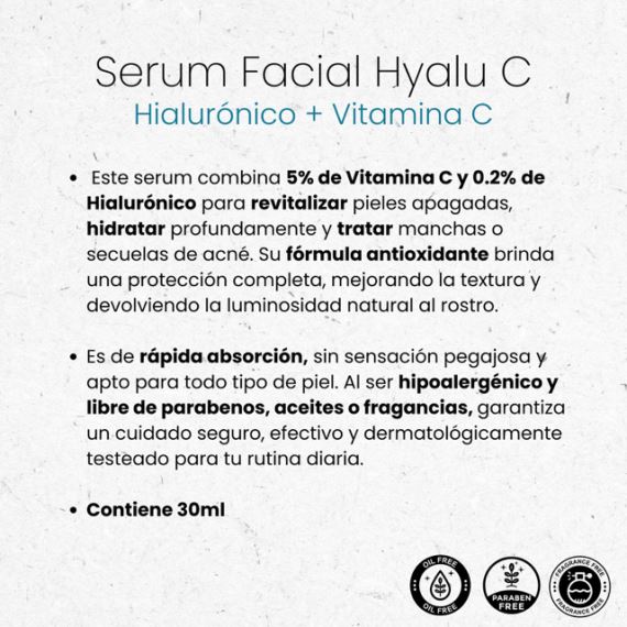 Serum Facial Hyalu C Hialurónico + Vitamina C 30ml Idraet