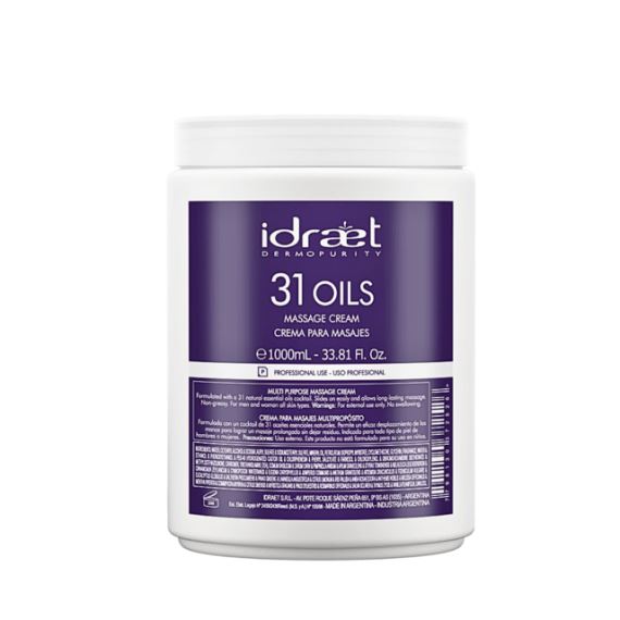 Crema Para Masajes Multipropósito 31 Oils Natural 1kg Idraet