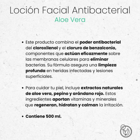 Loción Facial Antibacterial Aloe Vera Piel Sensible 500ml Idraet