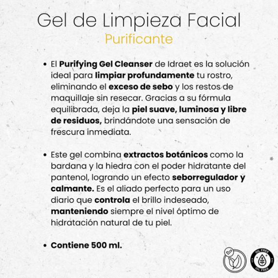 Gel de Limpieza Facial Purificante Agua Termal 500ml Idraet