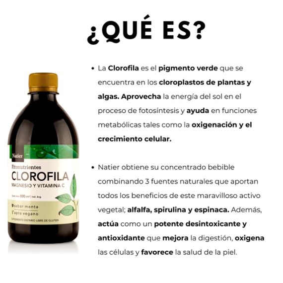 Clorofila Bebible Detox Vitamina C Menta 500ml Natier
