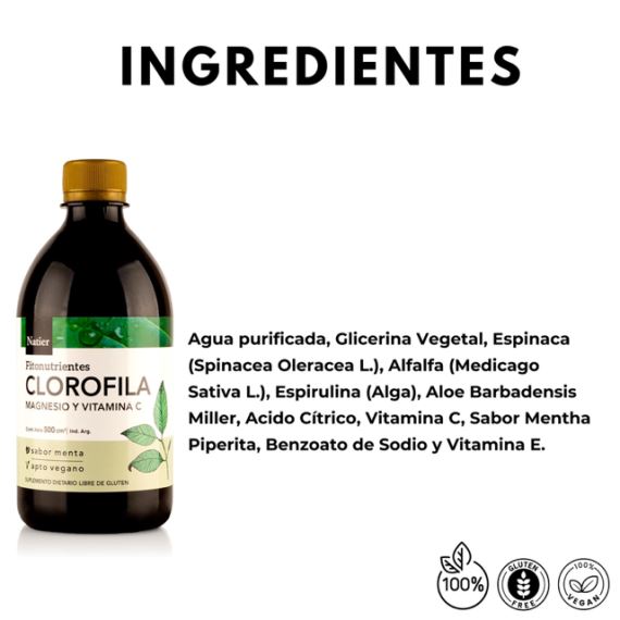 Clorofila Bebible Detox Vitamina C Menta 500ml Natier