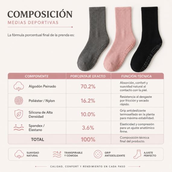 Pack X3 Medias Antideslizantes Pilates Yoga Media Caña Algodón Premium