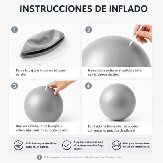 Pelota Suiza Esferodinamia Pilates Yoga Gym Fitness 25cm Gris Pvc