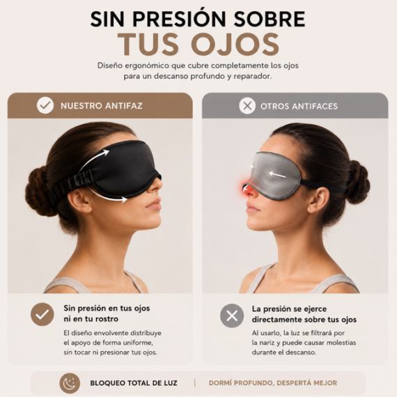 Antifaz De Satén Para Dormir Antiarrugas Viaje Relax Negro