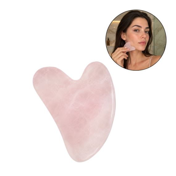 Piedra Gua Sha Masajeador Facial Antiarrugas Cuarzo Rosa
