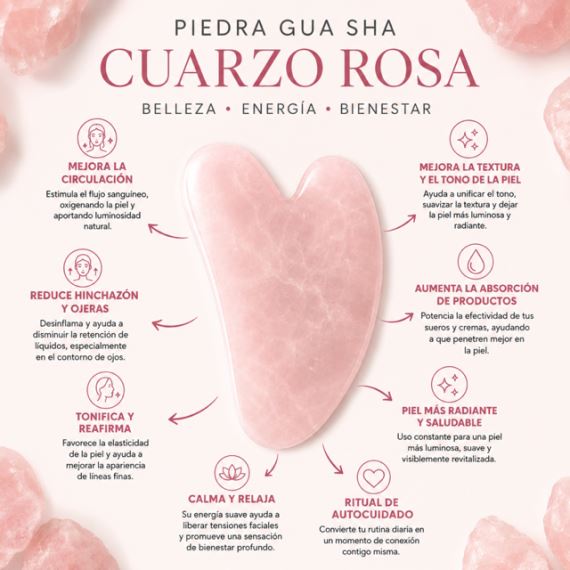 Piedra Gua Sha Masajeador Facial Antiarrugas Cuarzo Rosa