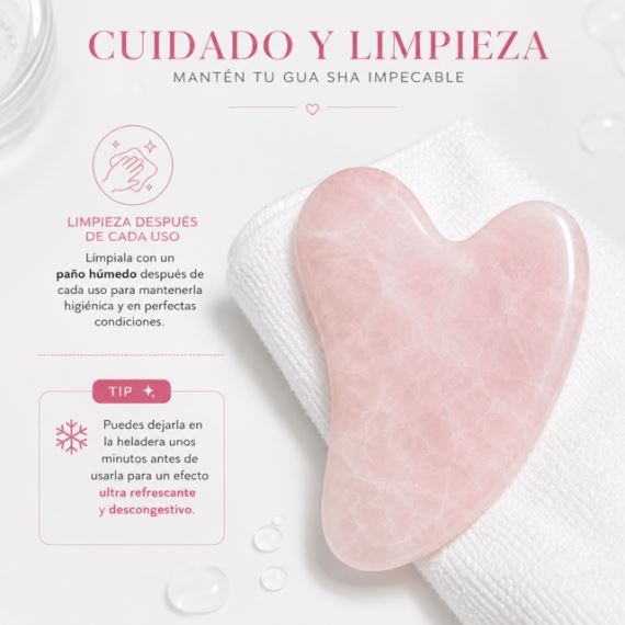 Piedra Gua Sha Masajeador Facial Antiarrugas Cuarzo Rosa