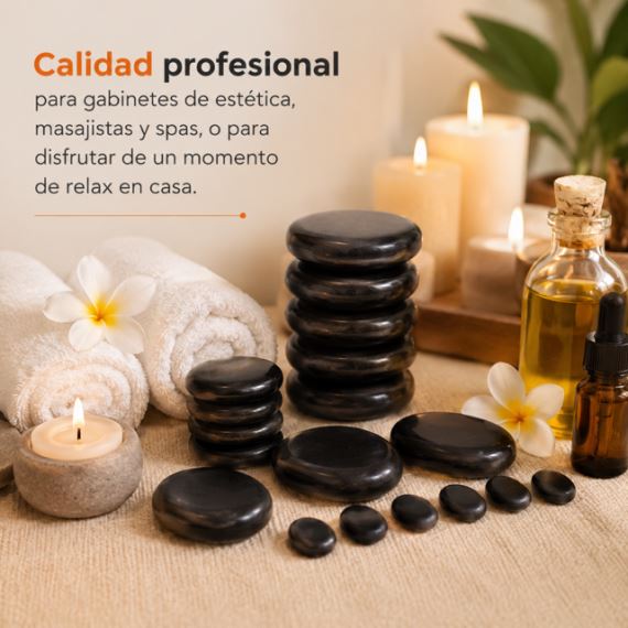 Set X16 Piedras Calientes de Basalto Masajes Spa Relajación