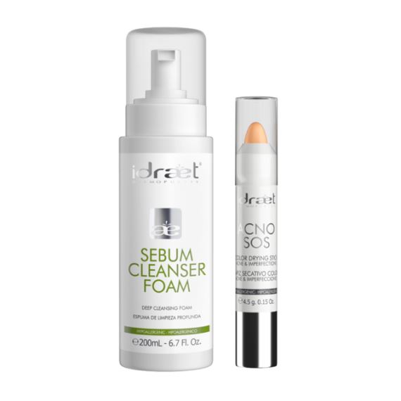 Espuma de Limpieza Facial + Lápiz Secativo Acné Sebum Idraet