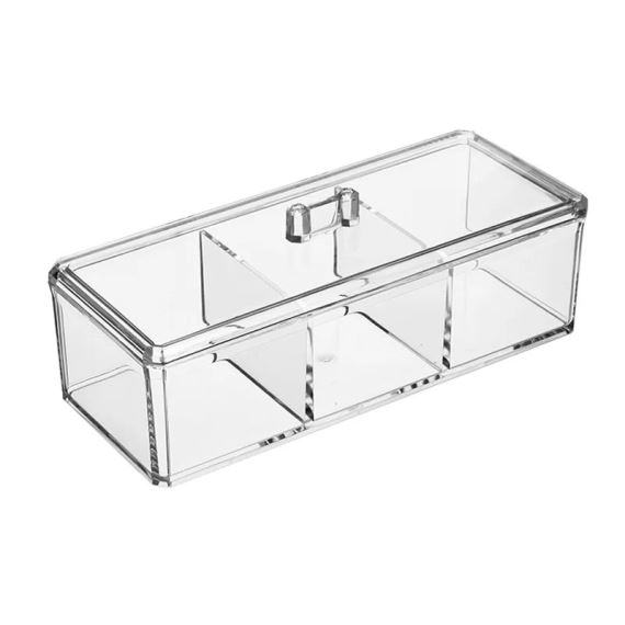 Organizador Cosmeticos Maquillaje 3 Espacios C/Tapa Acrilico 