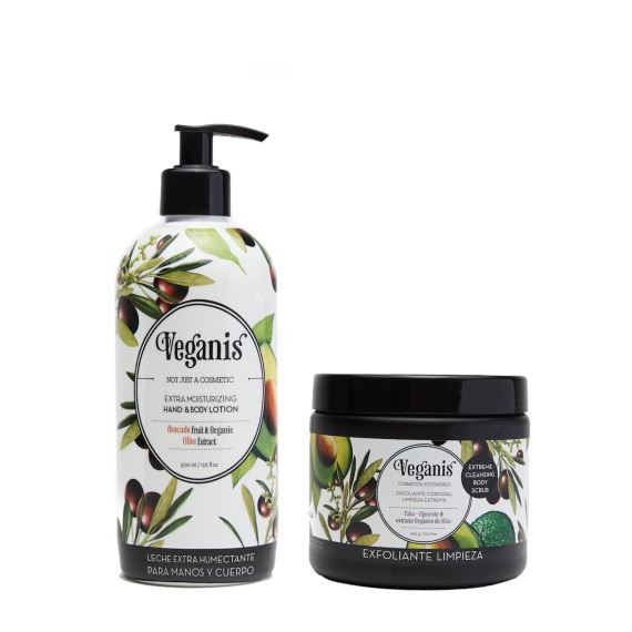 Combo Crema Corporal + Exfoliante Palta y Oliva 500ml Veganis 